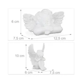 Relaxdays Grabengel 2er Set, Engelfigur anmutig, wetterfest, frostsicher, Grabschmuck, Schutzengel, Kunststein, weiß