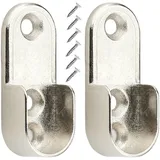 Schrankrohrlager zum Anschrauben, 2 Stück, für 30 x 15 mm ovale bzw. Ø 15 mm runde Kleiderstangen, 3-Loch Schrankrohrhalterung mit Schrauben, silbern-graue Kleiderstangenhalterung, Schrank Rohr Halter
