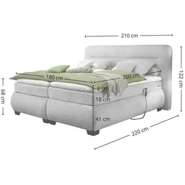 ed-lifestyle polstermöbel Evolution Boxspringbett, mit Motor 180x200cm elektrisch Doppelbett Schlamm, Ausführung:Variante 3