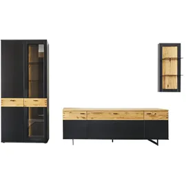 MCA Furniture Wohnkombination 4 Holzwerkstoff/Schwarzgrau
