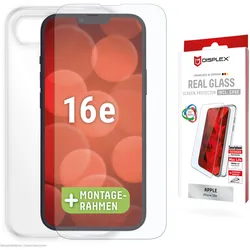 DISPLEX Real Glasschutzfolie + Handyhülle für iPhone 16e