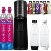 Wassersprudler SodaStream Terra Black + 2 Flaschen, Schwarz/Weiß, 1L + SodaStream QuickConnect CO2-Kartusche + Bolero - Schwarz