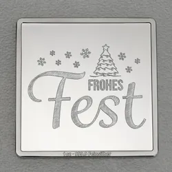 Silberbarren 1oz Frohes Fest Gravurbarren quadratisch
