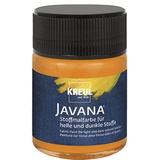 Kreul 91958 - Javana Stoffmalfarbe für helle und dunkle Stoffe, 50 ml Glas orange, brillante Farbe auf Wasserbasis, pastoser Charakter, zum Stempeln und Schablonieren, nach Fixierung waschecht