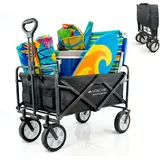 Mobiclinic®, Bollerwagen faltbar, Für Strand und Garten, Verstellbarer Griff, 360o allradräder, Wasserdicht, Stahl, PVC, Schwarz, Duna (100, Kilogramm)