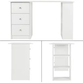 ML-Design Schreibtisch mit Schubladen und 3 Aufbewahrungsregale, Stauraum, Weiß, 120x49x72 cm