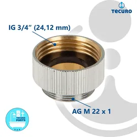 tecuro Aufnahme Adapter Übergangsstück für Ausläufe an Armaturen, AG M 22x1 auf IG 3/4 Zoll -