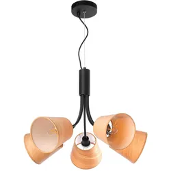 Kronleuchter Asia Schwarz/Eiche max. 6 Watt