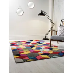 Kadima Design Vielseitiger Wohnzimmer-Teppich `Meon Tom`, Farbenfrohes Design. 120x170 cm
