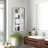 Medizinschrank Arzneischrank Aus Edelstahl, Abschließbar Medikamentenschrank Mit 4 Fächern, Glastür Apothekerschrank Zur Medikamenten-aufbewahrung, 30 X 12 X 60 Cm