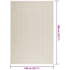 vidaXL Teppich ZIZUR Creme 140x200 cm Jute-Optik Indoor und Outdoor