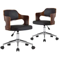 VidaXL Esszimmerstühle 2 Stk. Schwarz Bugholz und Kunstleder