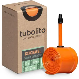 Tubolito Tubo-CX/Gravel Fahrradschlauch Schrader-Ventil 30 – CX/Gravel – 700c/28 Zoll – 42-mm-Ventil – Orange