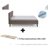 Aileenstore Polsterbett 140 x 200 cm Taupe