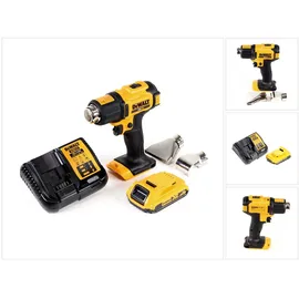 DeWalt DCE 530 D1 Akku Heißluftpistole 18V 530°C + 1x Akku 2,0Ah + 1x Lader + Flächen- und Reflektordüse