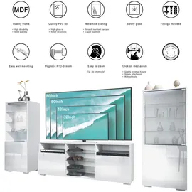 Vladon Wohnwand, Grau, Holzwerkstoff, 286x122.5x35 cm, Wohnzimmer, Wohnwände, Wohnwand-Sets