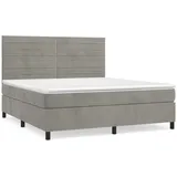 vidaXL Boxspringbett mit Matratze Hellgrau 180x200 cm Samt