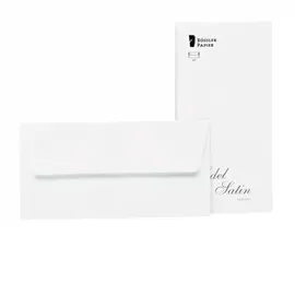 RÖSSLER edel Briefumschläge ohne Fenster | Edelsatin Kuvert | 20 Stück Briefumschläge DIN lang | Briefpapier edel | Briefumschläge Hochzeit | Farbe: Weiß
