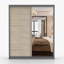 imoebel24 Schwebetürenschrank Bella 183 x 218 x 61 cm Grau/Sonoma