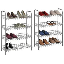 Metaltex Schuhregal 64 x 165 x 23 cm 8 Etagen silber