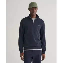 Gant für Herren. 8030195 Cotton Flamme navy Pullover mit halbem Reißverschluss (L), Lässig, Baumwolle, Langarm, Marine
