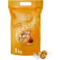 Lindt Schokolade | LINDOR Schokoladen Kugeln Caramel | 1 kg Beutel | Wiederverschließbar | ca. 80 Kugeln Milch-Schokolade mit Karamellcrèmefüllung |Pralinen-Geschenk