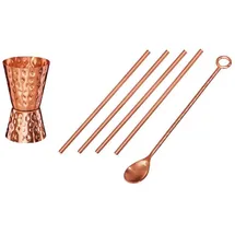 Specter Bar-Zubehör Set - Mit Barlöffel, Messbecher und Strohhalmen aus 100% reinem Kupfer