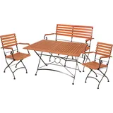 Harms Import 4 teilig Tisch Sitz Gruppe Eukalyptus Stühle Armlehnen Bank Garten Lounge Balkon