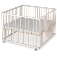 Sämann Babybett Laufgitter 100x100 cm Matratze Basic weiß/natur Premium Kollektion, stufenlos höhenverstellbar weiß