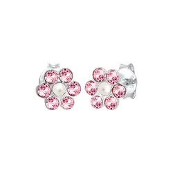 Elli Kinder Blume Floral Kristall 925 Silber Rosa Damen 