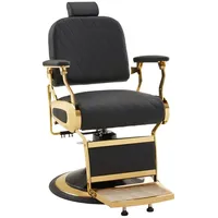 Barberpub Stuhl Barberpub Friseurstuhl mit Kopfstütze 3855, Höhenverstellbar goldfarben|schwarz