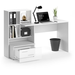 VICCO Schreibtisch LORIS Weiß Computer Bürotisch PC Regal Schublade Arbeitstisch