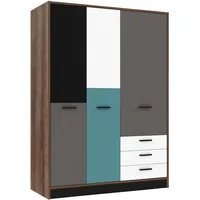 Carryhome Kleiderschrank Grau, Grün, Schwarz, Weiß, Eichefarben & 144x200x60 cm