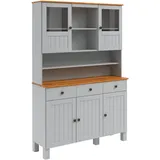 Küchenbuffet HOME AFFAIRE "Alby2", grau (grau, honigfarben), B:125cm H:185cm T:38cm, Massivholz, Schränke, Mit Metallgriffen, Breite 125 cm