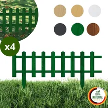 Floranica 4 Stk. Zierzaun aus Holz 100 x 40 cm Grün imprägniert Steckzaun als Beeteinfassung Rasenkante Tierzaun Bauernzaun - Grün