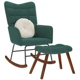 vidaXL Schaukelstuhl mit Hocker Dunkelgrüner Samt 61 x 78 x 98 cm Grün