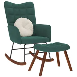 vidaXL Schaukelstuhl mit Hocker Dunkelgrüner Samt 61 x 78 x 98 cm Grün