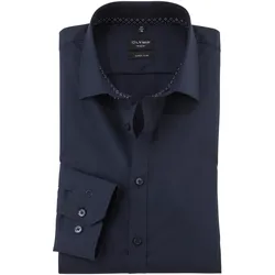 Businesshemd OLYMP "No 6 six", Herren, Gr. 42, N-Gr, blau (kobalt), Obermaterial: 97% Baumwolle, 3% Elastolefin, casual, Hemden