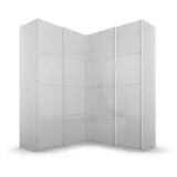 Rauch Quadra Eckschrank inkl. Türendämpfer und Schubladeneinsatz, mit Glastüren grau 4-trg., 2 Kleiderstangen, 12 Einlegeböden, 3 Schubkästen, BxHxT 181x229x187 cm