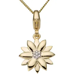 Charm-Einhänger FIRETTI "Schmuck Geschenk Gold 375 Halskette Charmarmband Gold-Charm Blume", silber (gelbgoldfarben, silberfarben), Charms, Damen, Gelbgold 375