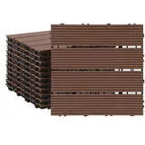 Clanmacy Terrassendielen WPC Terrassenfliesen in Holzoptik Klickfliesen mit Drainagensystem, (22-St) braun