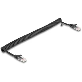 DeLock RJ45 Spiralkabel Stecker zu Stecker Cat.5e 1 m schwarz