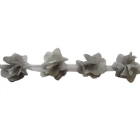 YYCRAFT Spitzenband, Chiffon-Blume, 5 cm, Grau