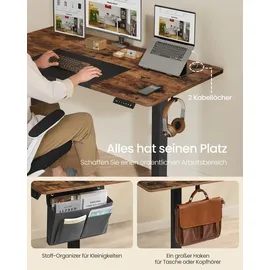 Songmics elektrisch höhenverstellbarer Schreibtisch braun rechteckig, C-Fuß-Gestell schwarz 140,0 x 60,0 cm