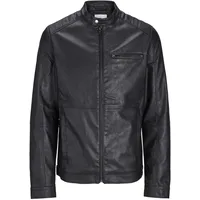 JACK & JONES Dylan Biker Lederjacke Black XL