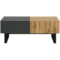 Merax Multifunktionaler verschiebbarer Couchtisch mit versteckter Aufbewahrung, 155 x 55 x 22 cm, Holz und Anthrazit