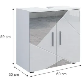 Vicco Waschbeckenunterschrank Irma Weiß Hochglanz mit Einsätzen, 60 x 59 cm