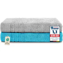 Komfortec Saunatuchset 80 x 200 cm silber grau/türkis 2 St.