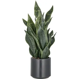 Creativ green Kunstpflanze Sanseveria Grey Stripe, Creativ green, Höhe 66 cm, im eleganten Pflanzgefäß grün