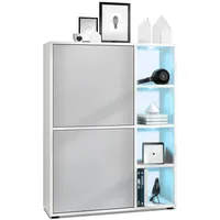 Vladon Highboard, Greige, 79x105.5x35.5 cm, Wohnzimmer, Kommoden & Sideboards,